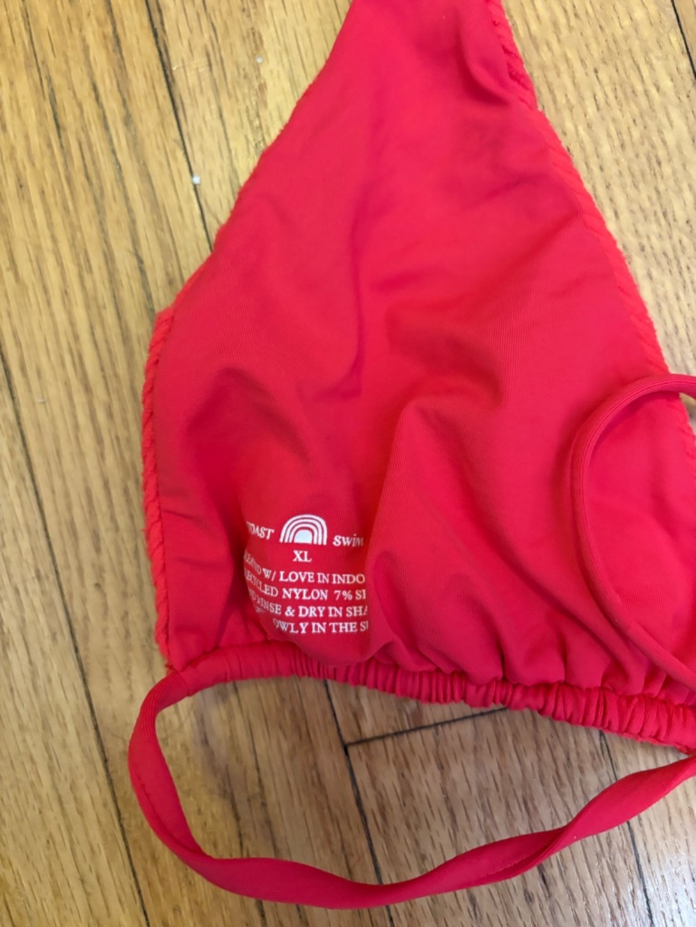 Toast Swim Fire Coral Ribbed Bikini Top View 4